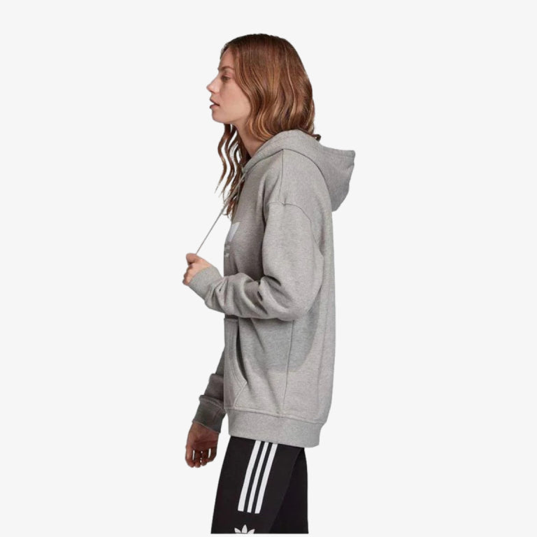 Adidas Women's TRF Hoodie Sweatshirt, Medium Grey Heather/White